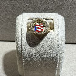 Puerto Rico flag gold ring