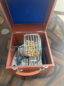 Bingo Set with metal spinner and wood case