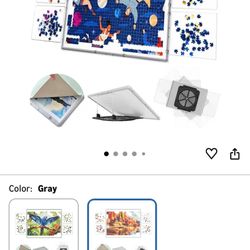 1000 Pieces Puzzle Board 3-in-1 Portable Double-Sided & Board Tilting & Rotating, Puzzle Table with Rotating Plastic Drawers and Cover, Portable Spinn