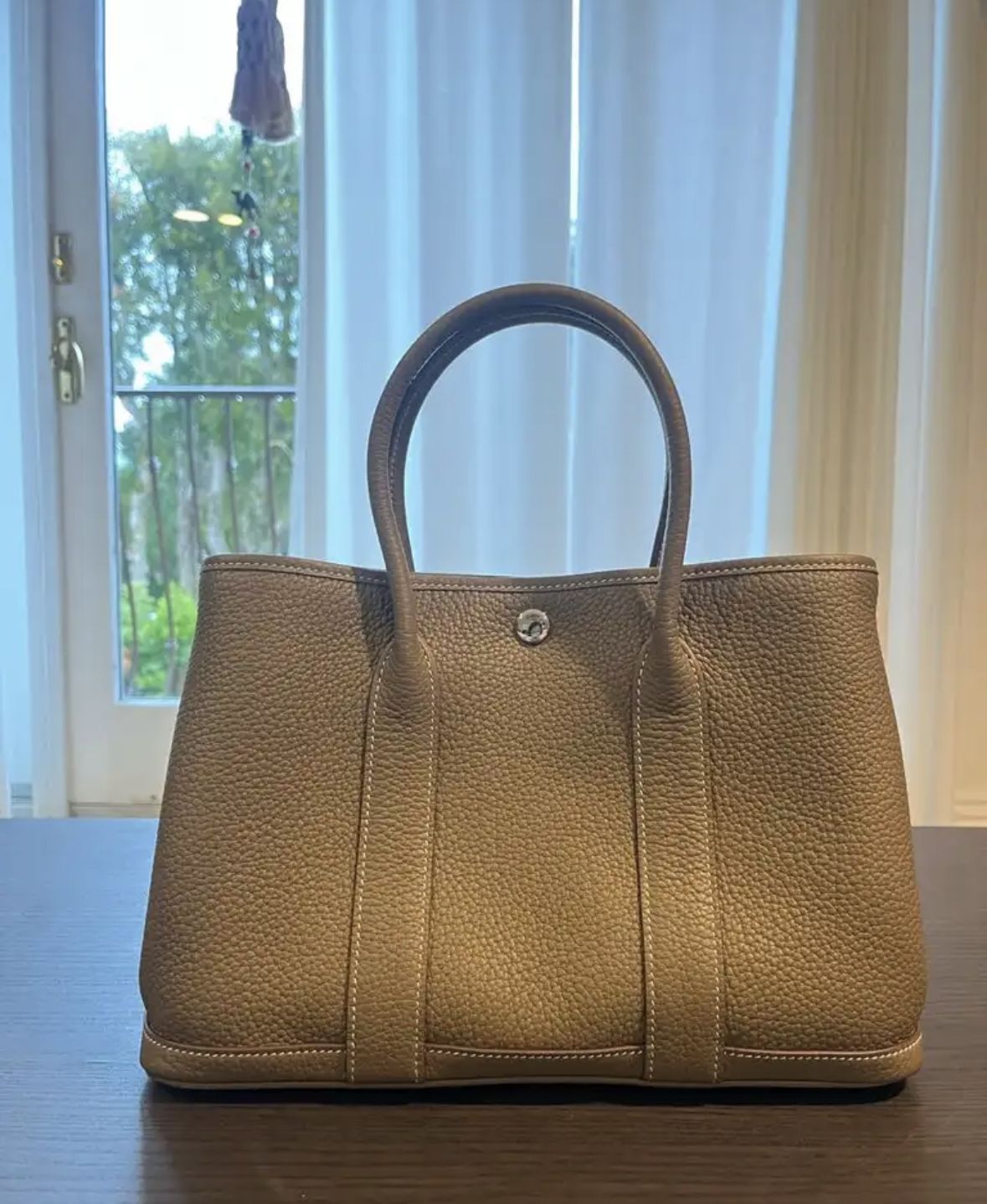 Gray Hermes Leather Handbag