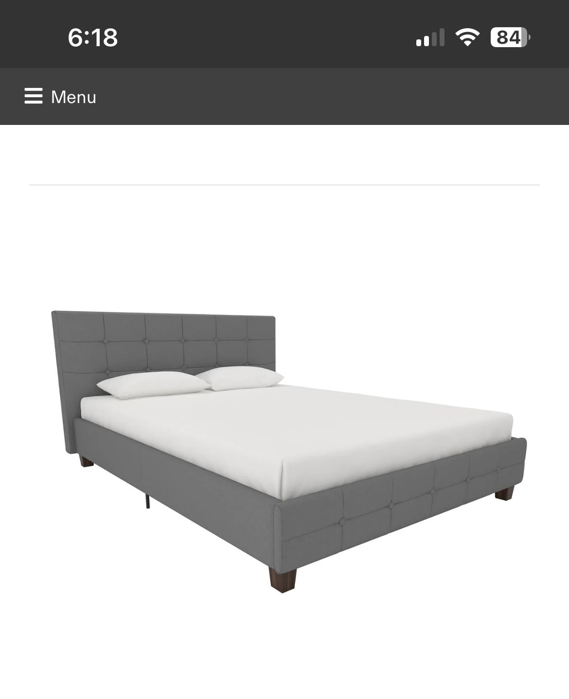 New Queen Grey Faux Leather Bed Frame