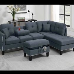 BRAND NEW 3PCS SECTIONAL SOFA SET WITH OTTOMAN INCLUDED $349