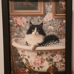 JanMichaels Market New Wall Art Cat In Bathtub