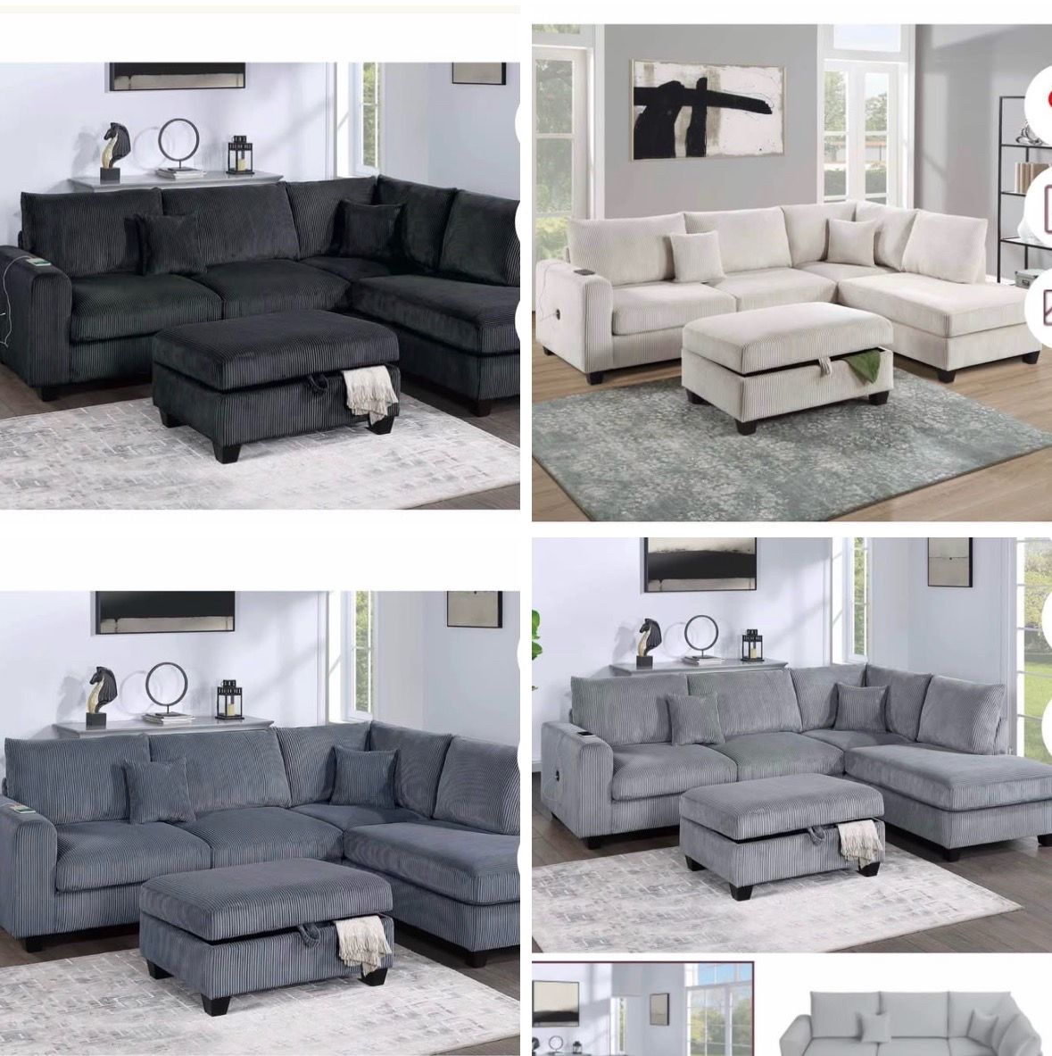 Sectional with ottoman set