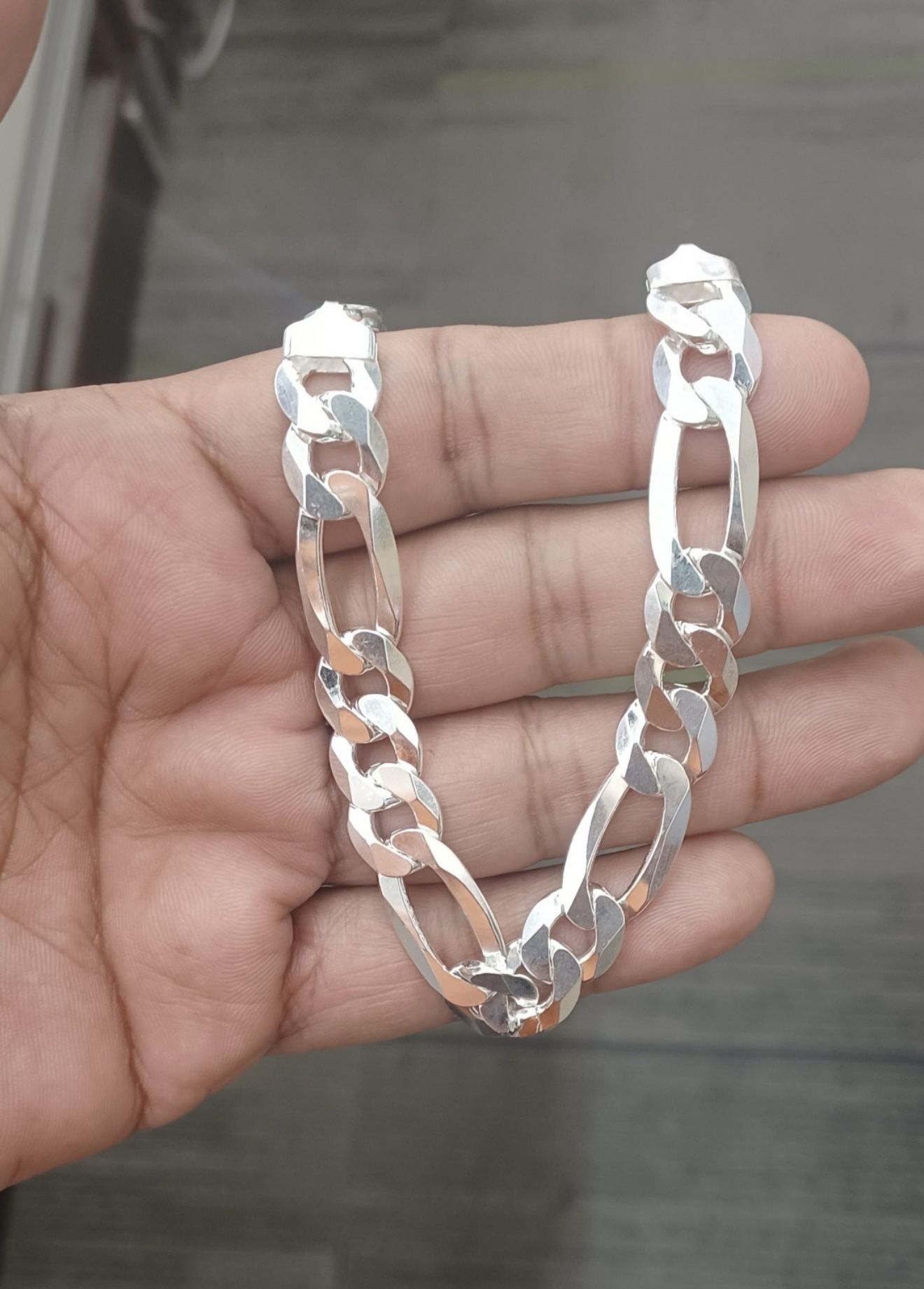 925 sterling silver figaro bracelet for men 8 inches