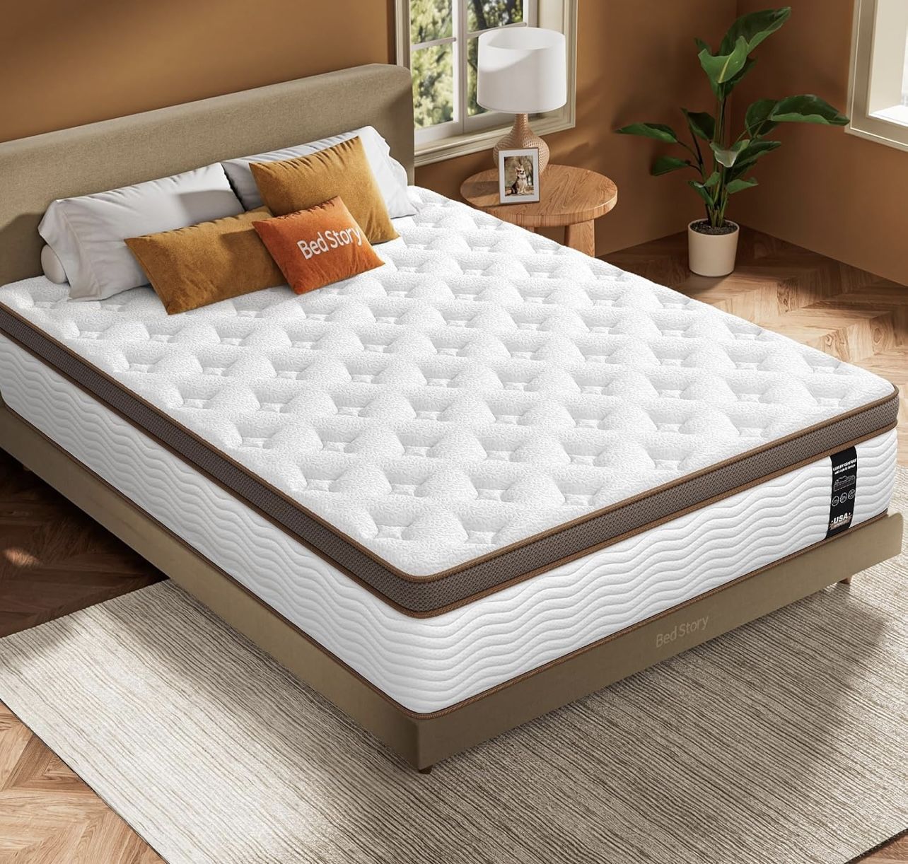 12"Hybrid Queen Size Mattress, Pocket Spring and Memory Foam for Pressure Relief, Motion Isolation, Edge Support, Medium Firm, CertiPUR-U