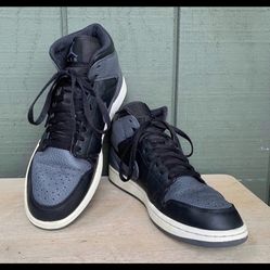NIKE Air Jordan 1 Mid Shoes Men US 9 EU 42.5 Black Gray Retro Sneaker 554724-041