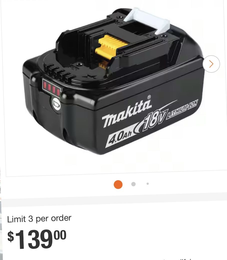 Makita 18v 4.0 Ah Battery. 