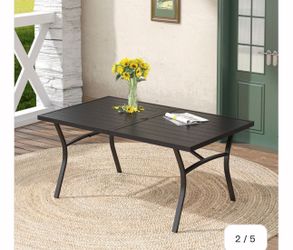 Vicllax Outdoor Metal Dining Table for 6 with Umbrella Hole