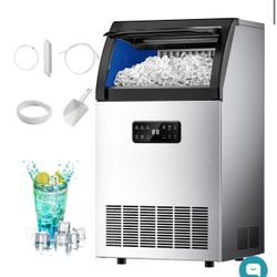 Euhomy Freestanding Ice Maker, 105 lbs/24H, Water Filter, Stainless Steel Build, Ideal for Restaurants & Bars