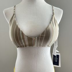 NWT RVCA Striped Removal Padding Size xL Bikini Top 