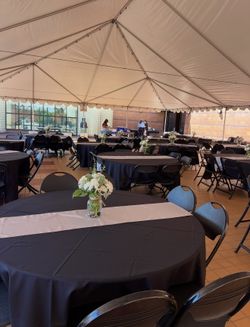 Round Black Table Cover With Silver Runner