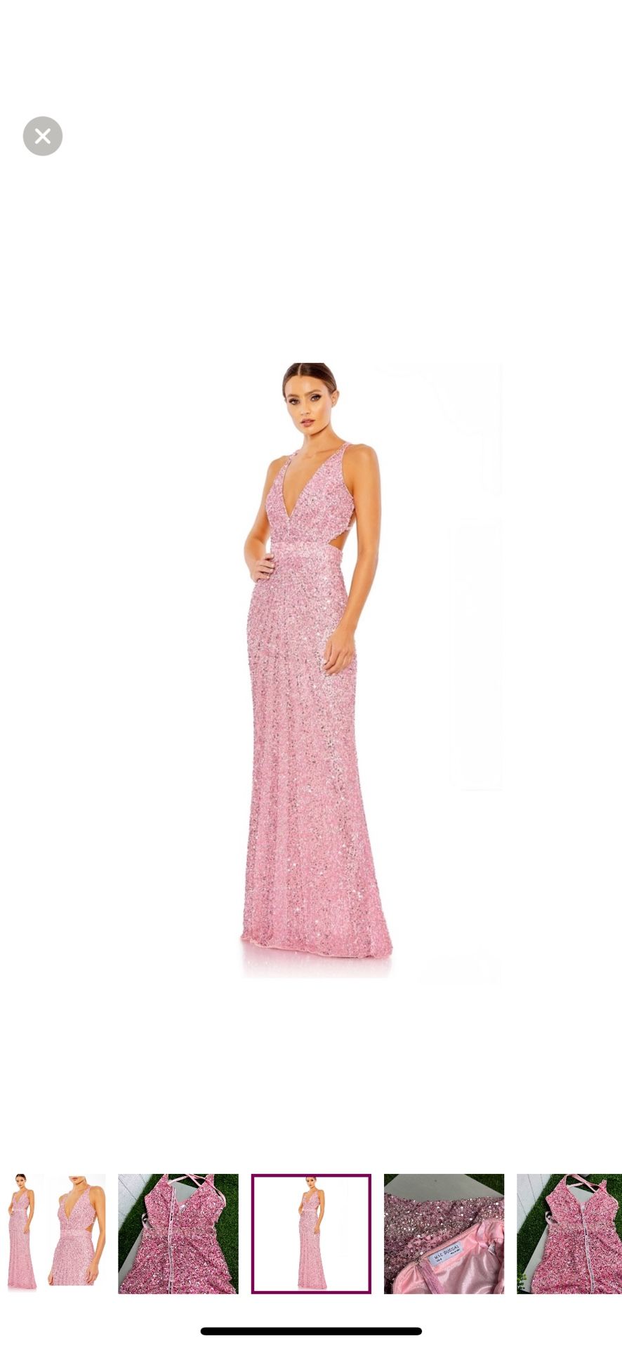strapless open back dress Mac Duggal Floral Appliqu Gown