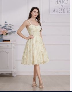 IWEMEK Women Spaghetti Strap Floral Lace Bridesmaid Cocktail Party Dress Cold Shoulder Ruffle Sleeve Wedding Guest Prom Dress