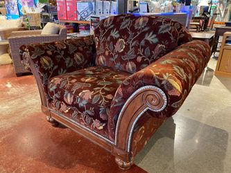 Traditional Oversized Red Accent Chair with Wooden Frame