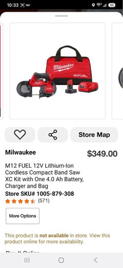 M12 FUEL 12V Lithium-lon Cordless Compact Band Saw XC Kit with One 4.0 Ah Battery, Charger and Bag