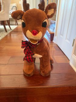 Large Vintage Rudolph Red-Nosed Reindeer Animated Plush