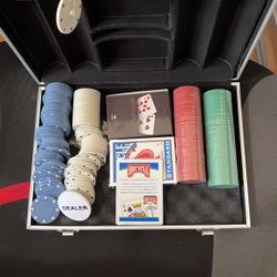 Poker Chips And Card And Case