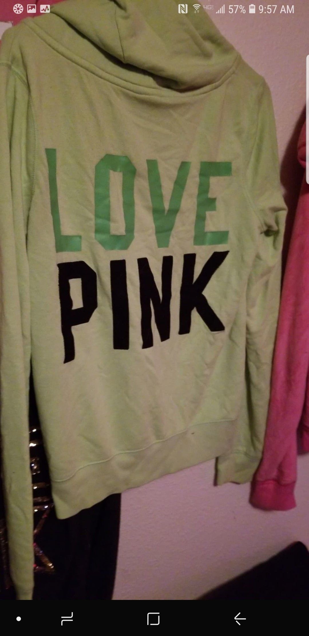 Large zip up hoodie pink Victoria's secret