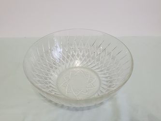Vintage Clear Patterned Crystal Glass Bowl
