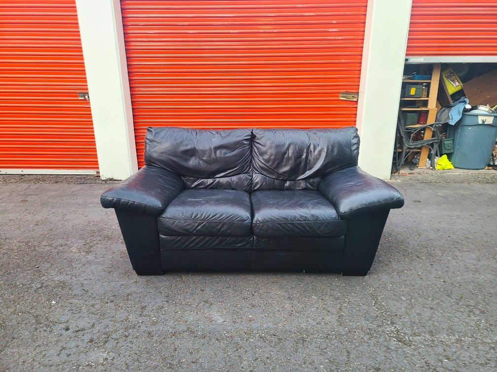 Black Leather Loveseat Couch - Free Delivery