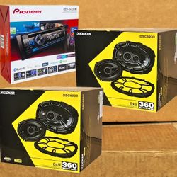 Pioneer Car Stereo Bluetooth USB Auxiliary CD Kicker 6x9" 3-Way Coaxial Speaker System 720 Watts Package 🚨 Payment Options Avai🚨 No Credit Needed 🚨