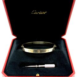 Guaranteed Authentic - Cartier 18k White Gold Love Bracelet Size 18 w/ Box