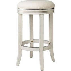 3 Stools For $160 Maven Lane Eva 26 Inch Tall Counter Height Rotating Backless Barstool in White Oak Finish with Natural Color Fabric Upholstered Seat