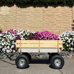 “The Beach People” Utility Wagon — Wood Sides, All-Terrain Tires