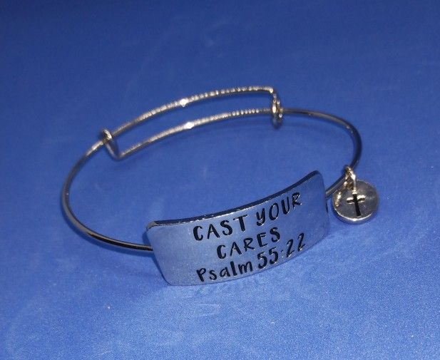 Silvertone Christian Cast Your Cares Adjustable Bracelet