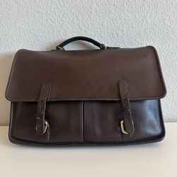 Vintage Coach Wall Street Briefcase In Mahogany Leather With Brass Hardware