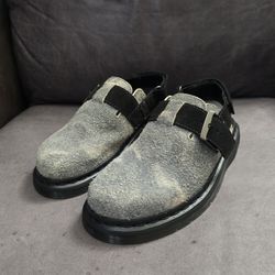 Dr. Martens Jorge II Hairy Suede Slingback Mule Women 7 / Men 6 Rare Grey Black