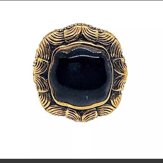 Vintage Baron Barse Chunky Black Onyx & Bronze  Size 8 Thailand New