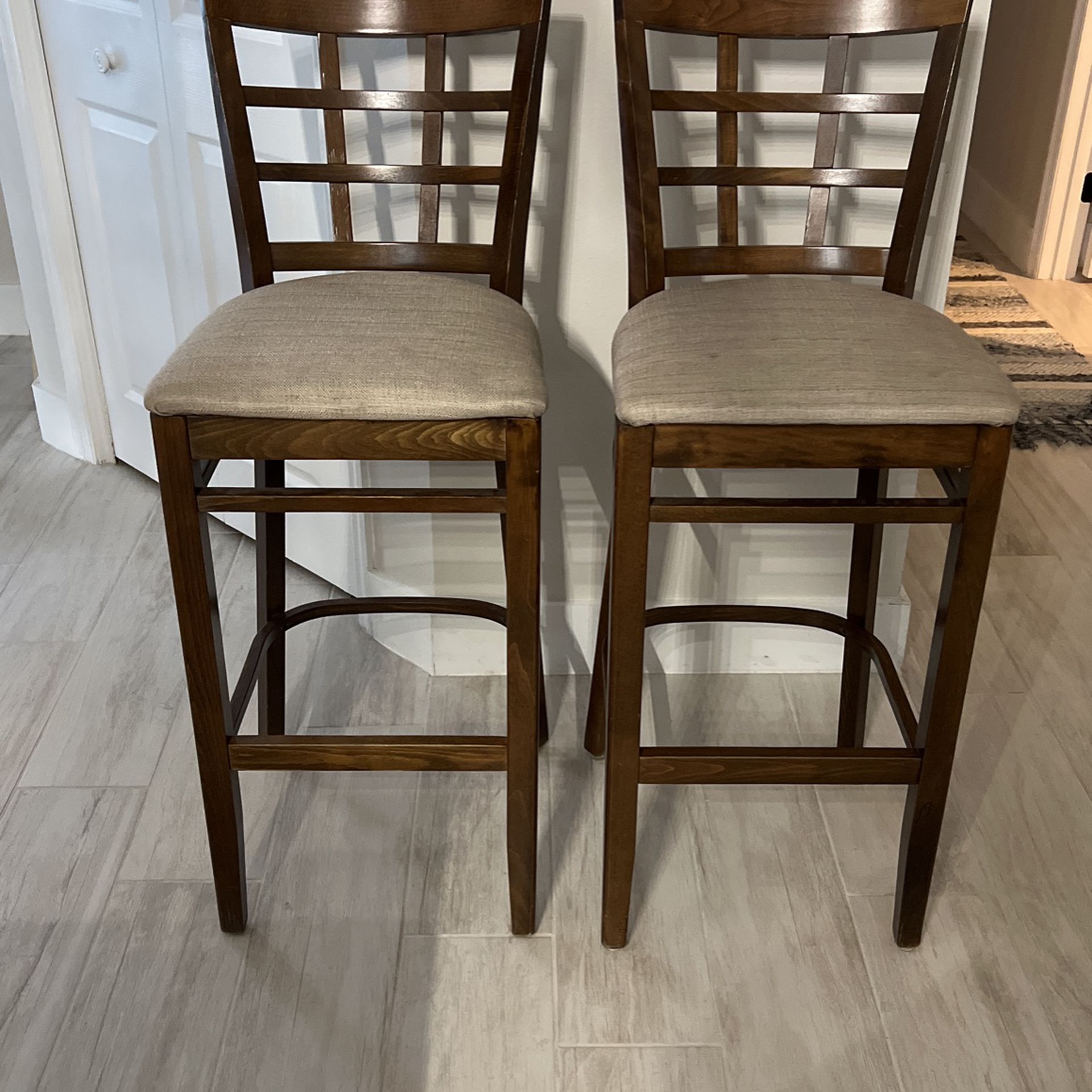Two Wooden Bar Top  Stools 