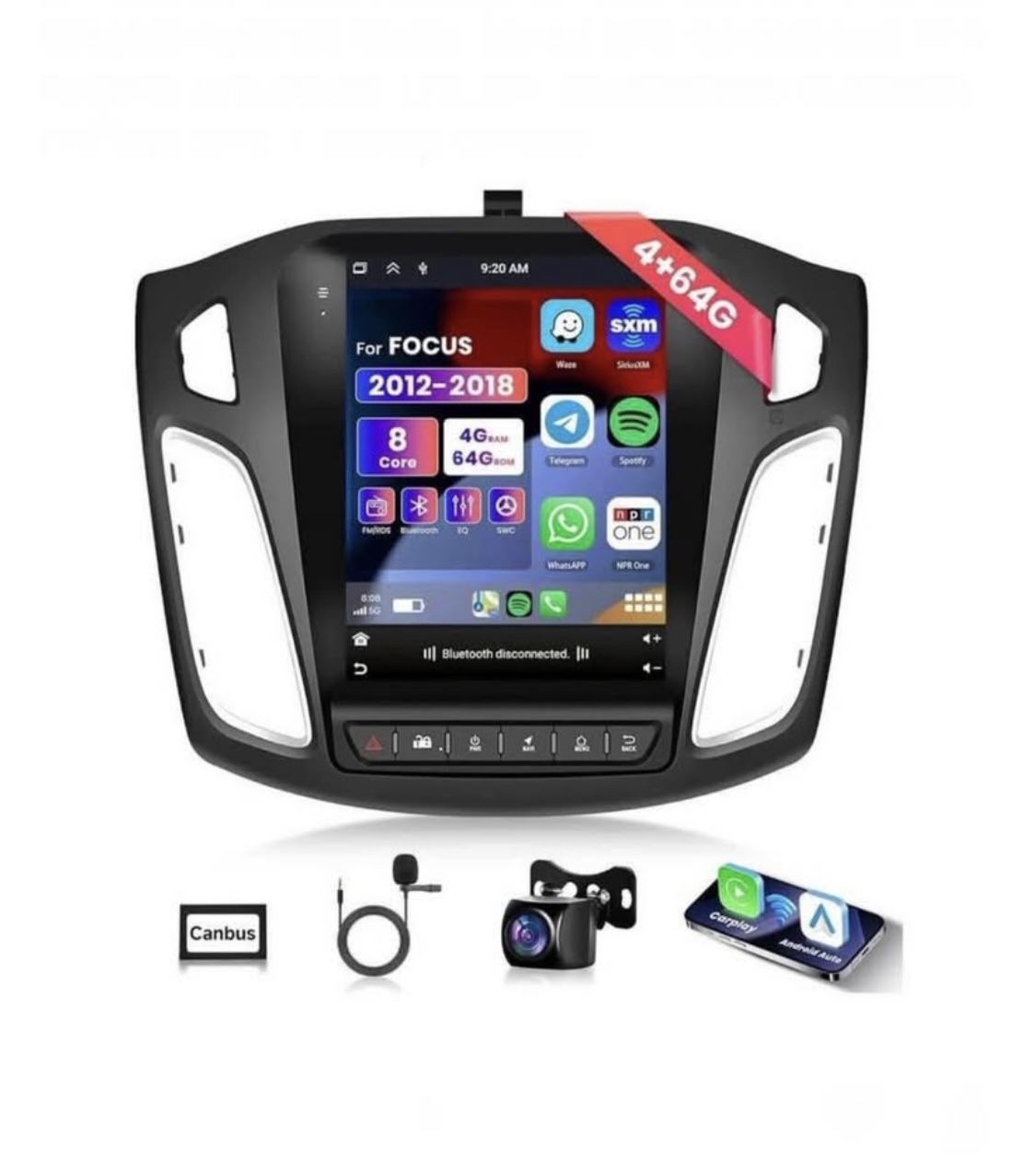 Rimoody 4G+64G Car Radio Carplay for Ford Focus 2012-2018, Rimoody Android 13 Car Stereo GPS Navigational WiFi Android auto Mirror Link 9.7" Touchscre