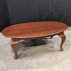 Classic Oval Wood Coffee Table with Cabriole Legs