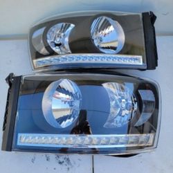 06-08 Ram 06-09 Ram 2500 And 3500 LED DRL Headlights Luces Micas Calaveras Faros Faroles Focos Headlamps 
