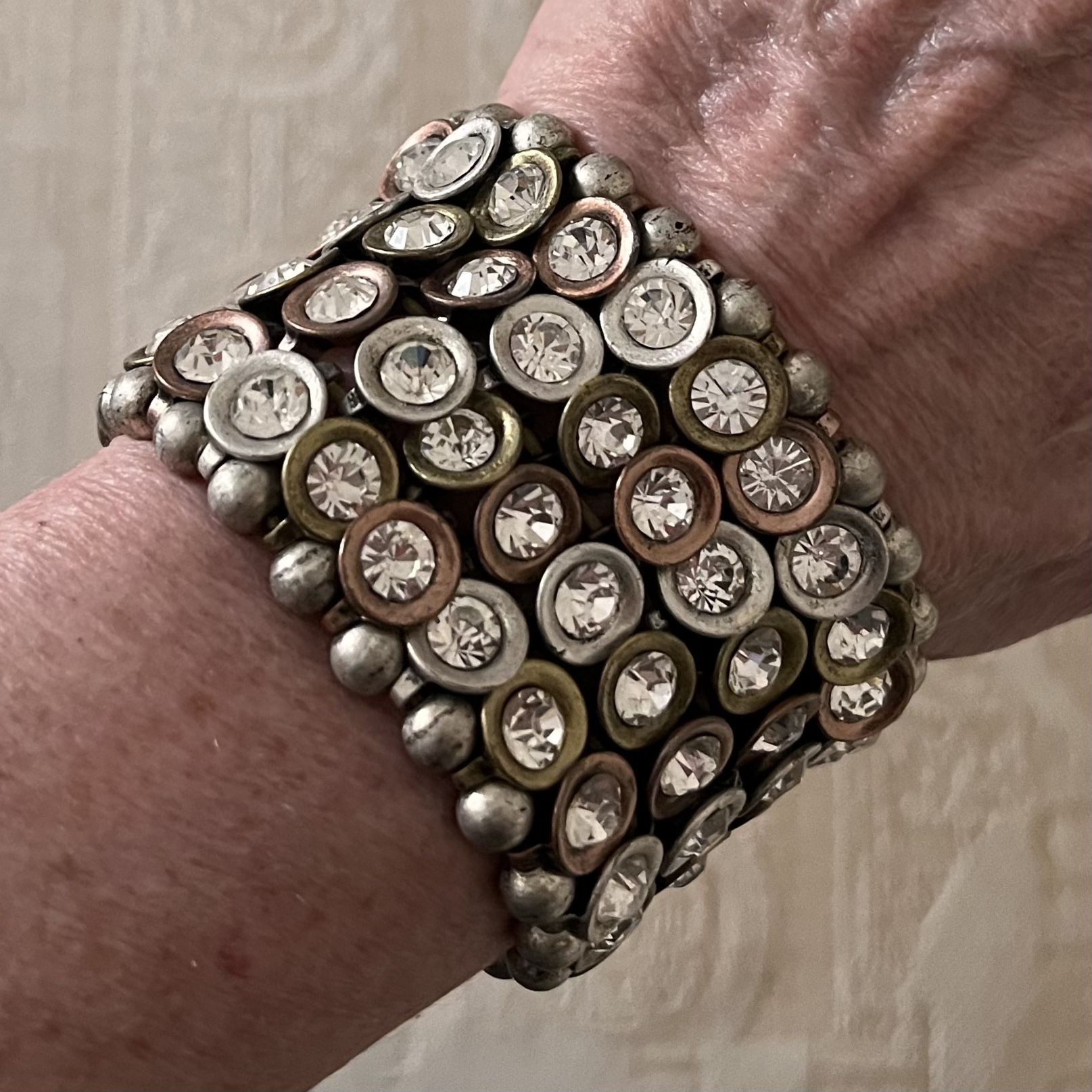 Mixed Metal and Crystal Bracelet