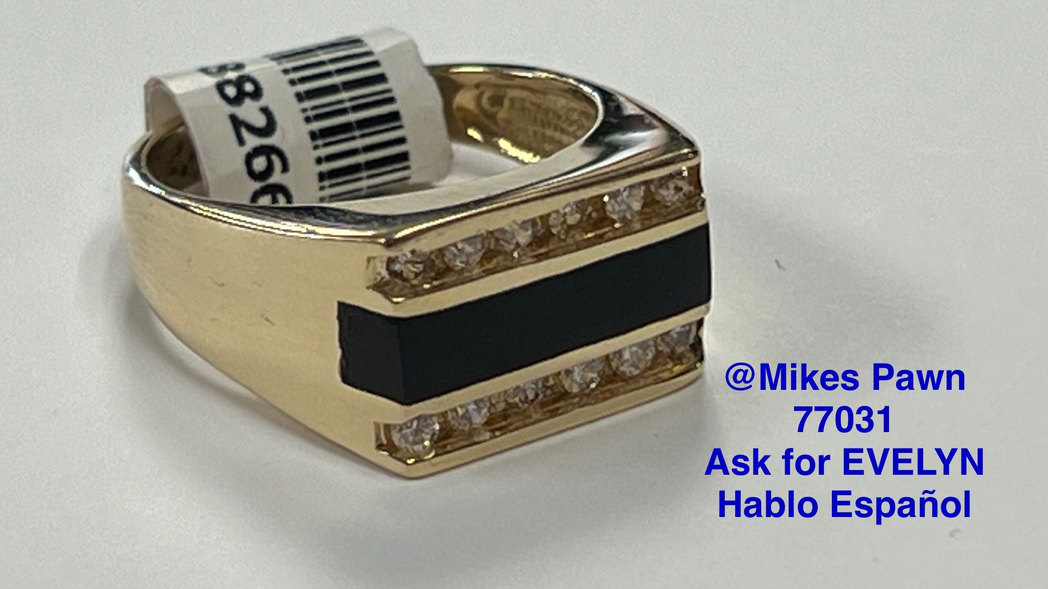 14kt Men's Onyx W/CZs 8.7g Size 9