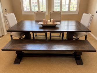 Dining Table + Bench -Solid Wood— $400 OBO