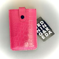 Genuine Pink Leather Pocket Pouch W/ Key Ring-Snap Closure-Ordning & Reda #5392
