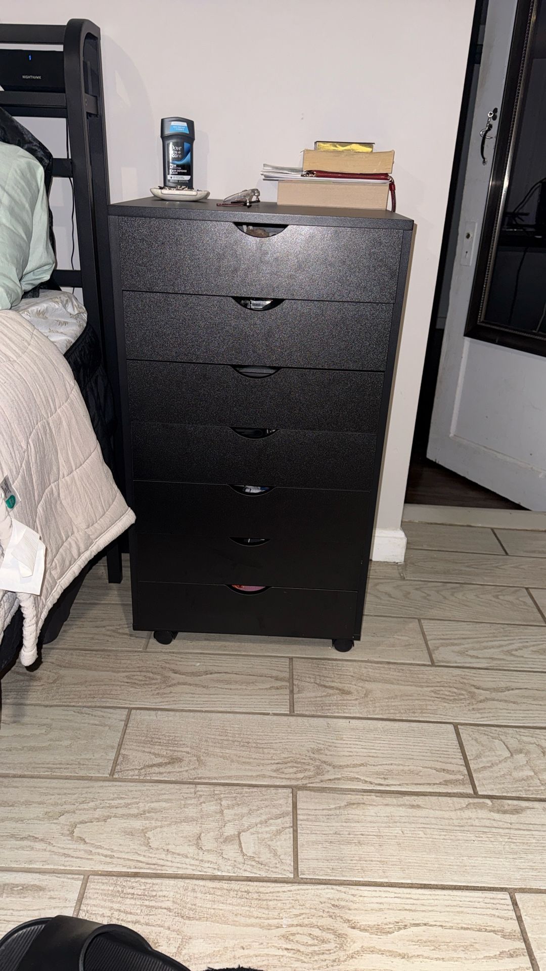 Tall Black Office Dresser with Wheels – Modern Storage Cabinet