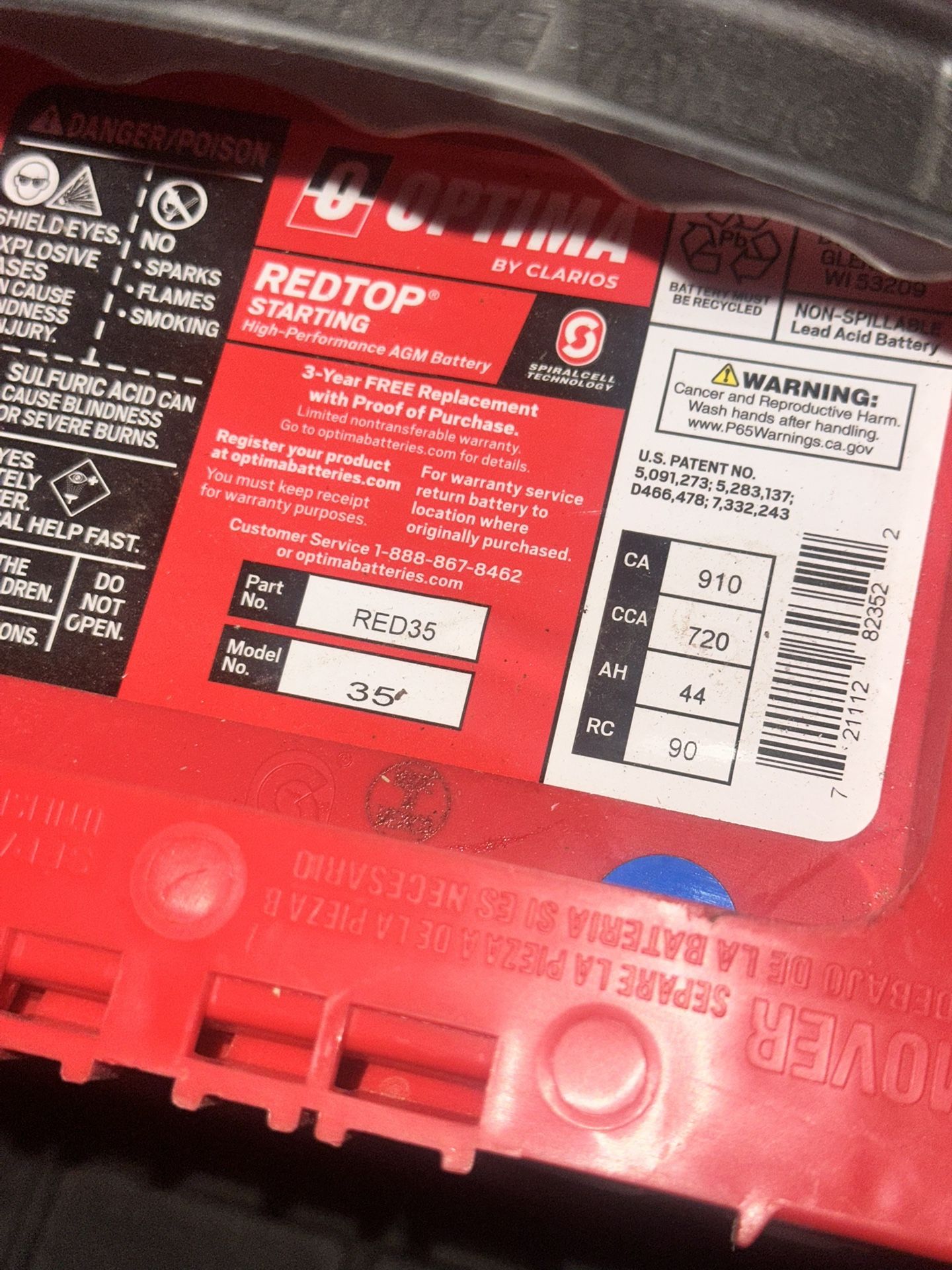 Red Optima Battery