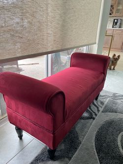 Elegant Berry red upholstered bench