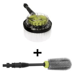 New Sun Joe Car Care Pressure Washer Accessory Kit, Rotary Wash Brush + Wheel & Rim Brush Attachment