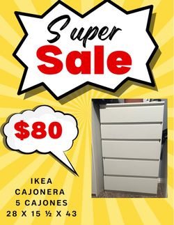 IKEA  5 Drawer White