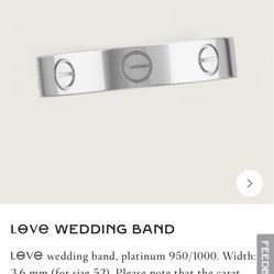 Cartier Wedding Band Platinum Size 7 