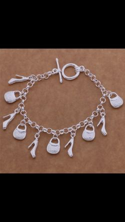 Sterling silver stamped 925 shoe and purse bracelet! Brand new!