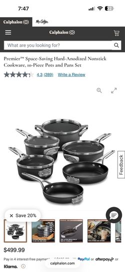 Brand New Space Saving 10 Pc Calphalon Pots and Pans Set