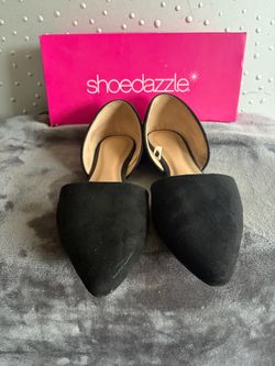 ShoeDazzle Black Suede Pointed-Toe Flats